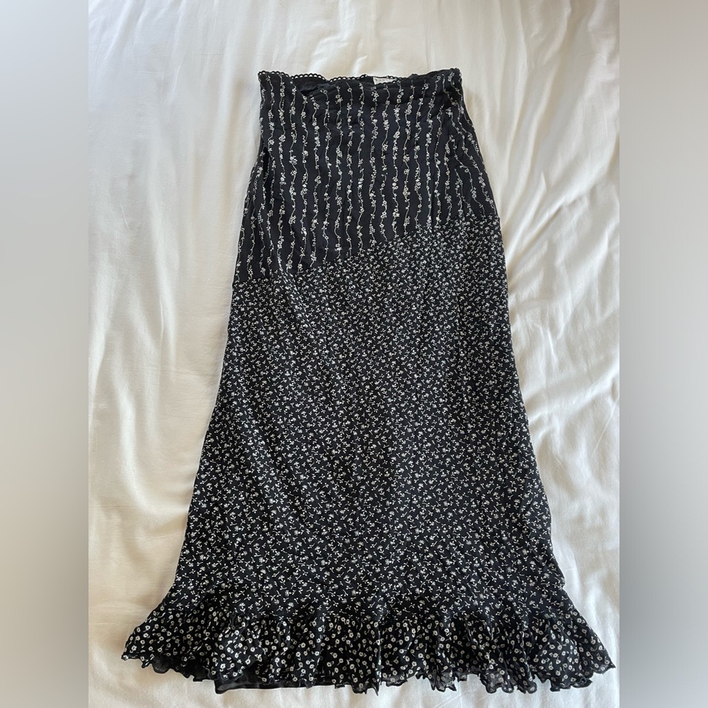 Y2K vintage bebe black floral maxi skirt